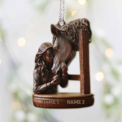 Horse And Girl - Personalized Christmas Ornament (Printed On Both Sides)