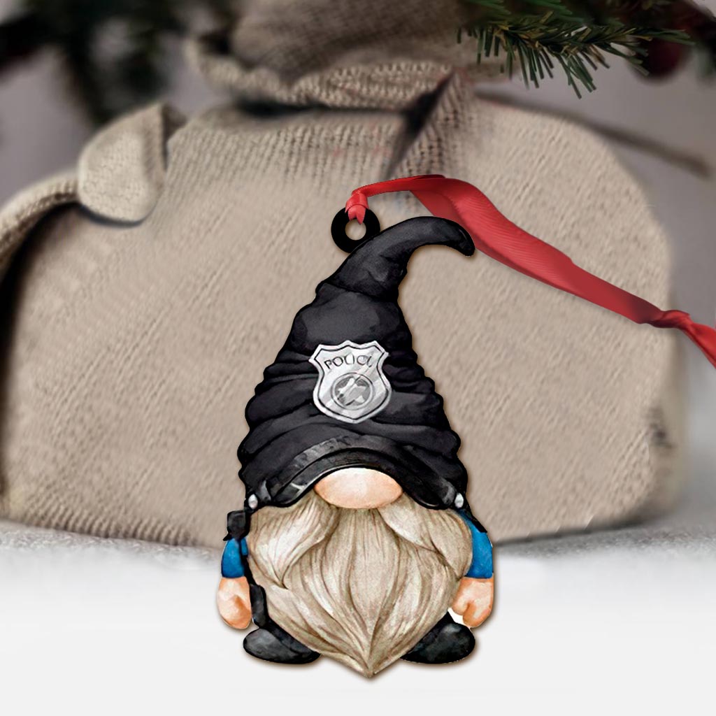 Policeman Gnome Police Officer Ornament (Printed On Both Sides)