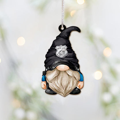 Policeman Gnome Police Officer Ornament (Printed On Both Sides)