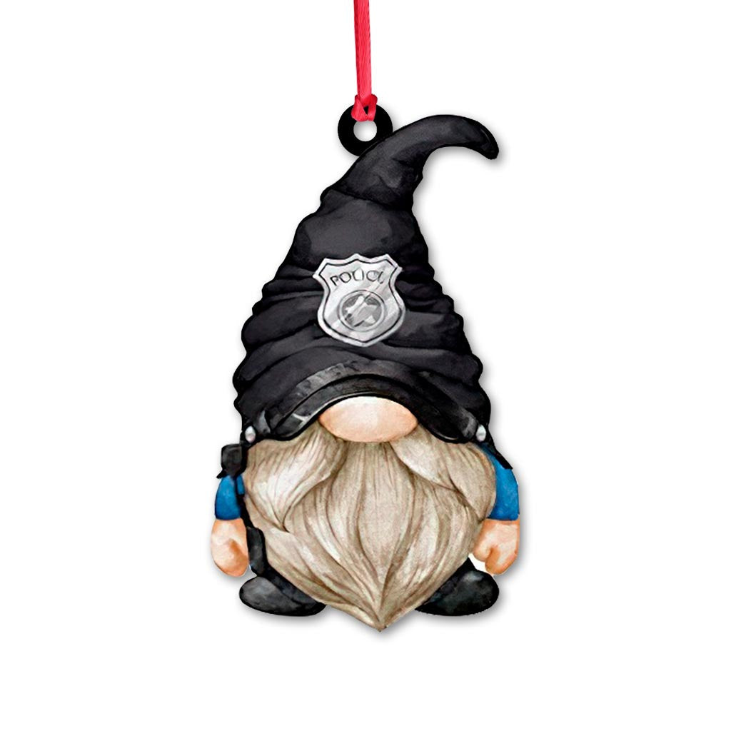 Policeman Gnome Police Officer Ornament (Printed On Both Sides)