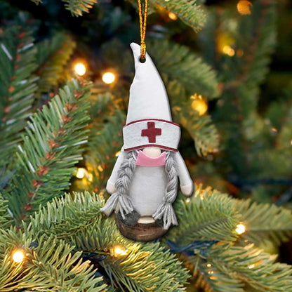 Gnome Nurse - Christmas Ornament (Printed On Both Sides)