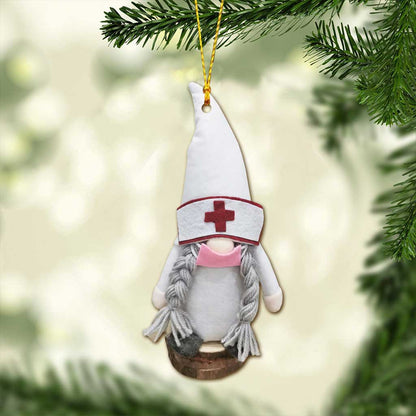 Gnome Nurse - Christmas Ornament (Printed On Both Sides)