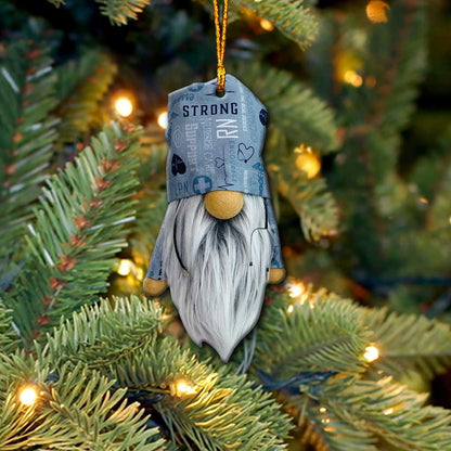 Gnome Nurse - Christmas Ornament (Printed On Both Sides)