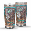 Love Horses - Personalized Tumbler With Leather Pattern Print