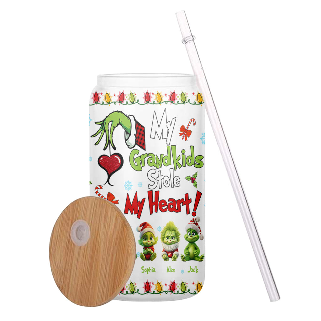 My Grandkids Stole My Heart - Personalized Grandma Can Glass