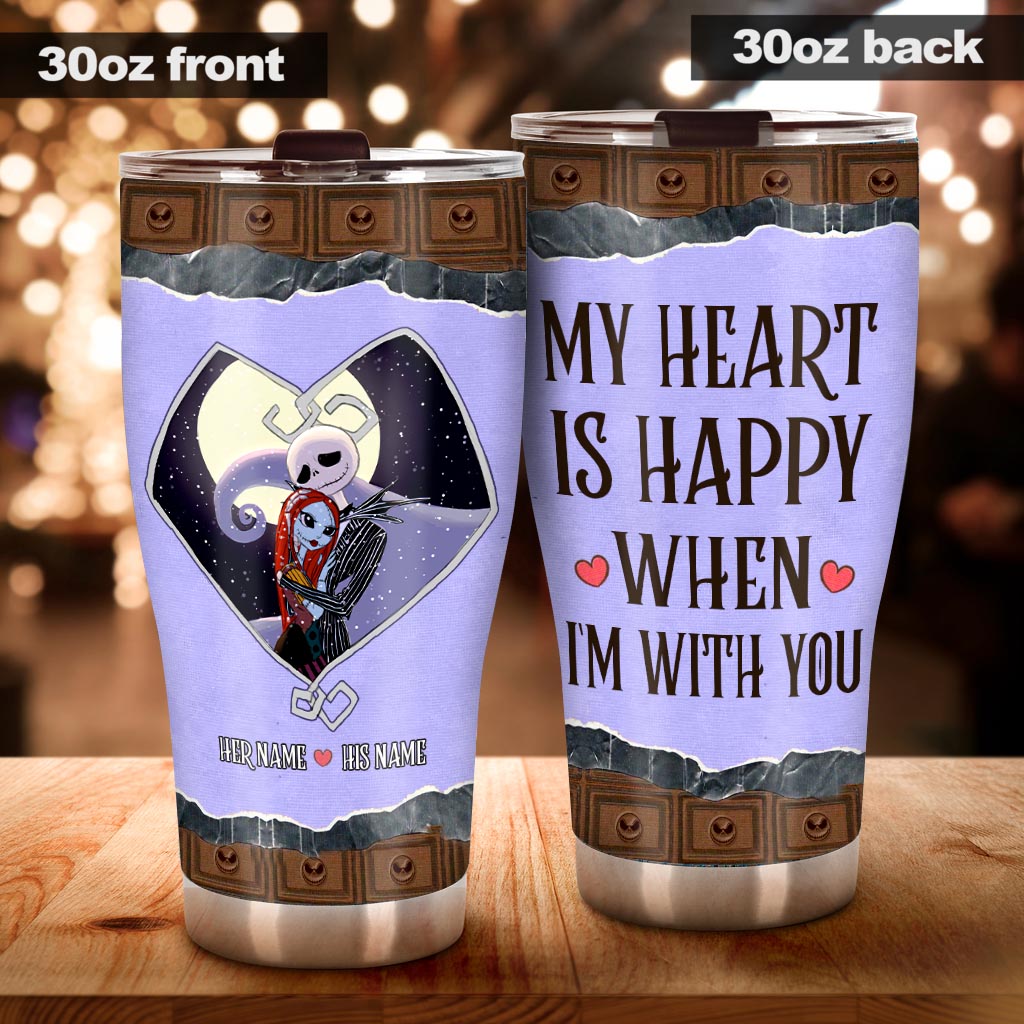 My Heart Is Happy - Personalized Couple Nightmare Tumbler