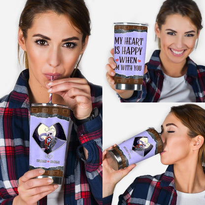 My Heart Is Happy - Personalized Couple Nightmare Tumbler