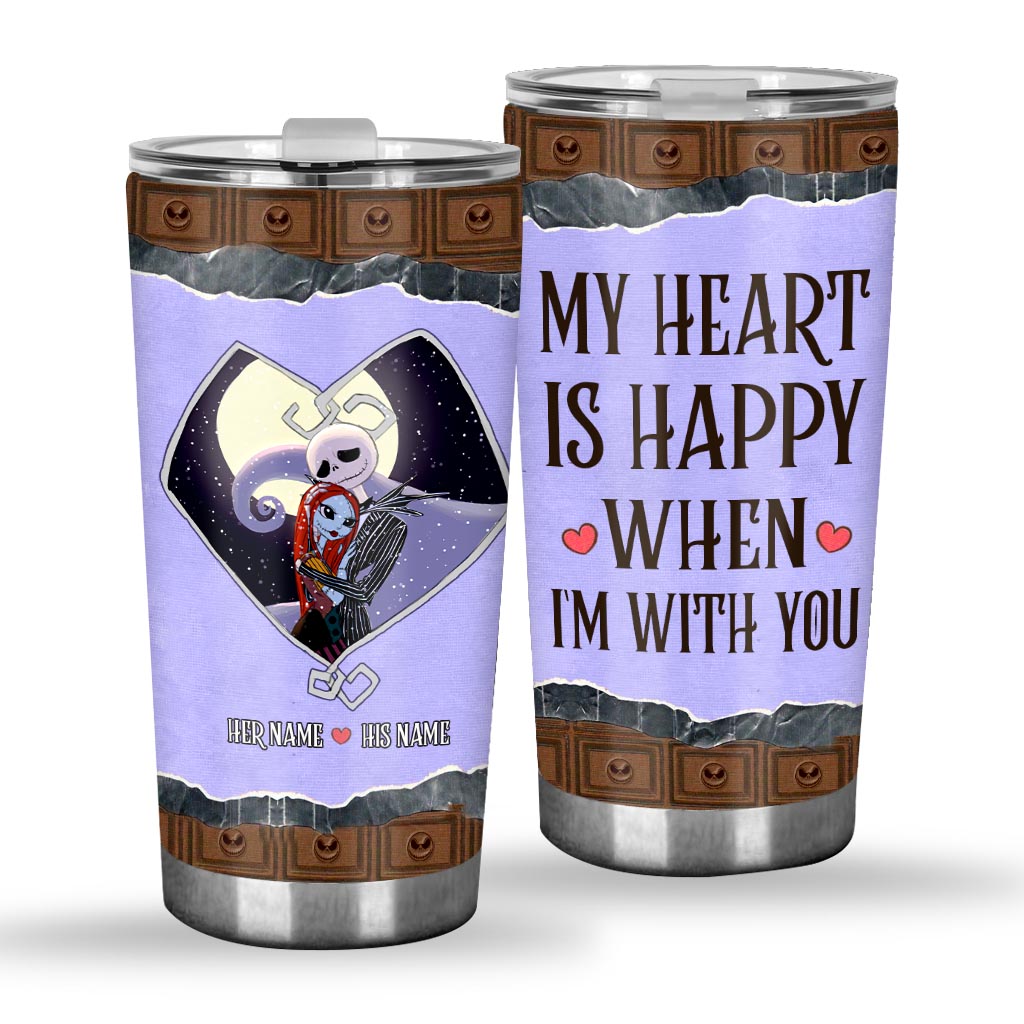 My Heart Is Happy - Personalized Couple Nightmare Tumbler