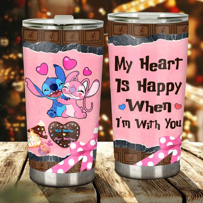 My Heart Is Happy - Personalized Couple Ohana Tumbler