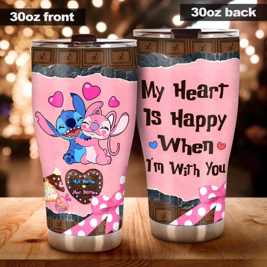 My Heart Is Happy - Personalized Couple Ohana Tumbler