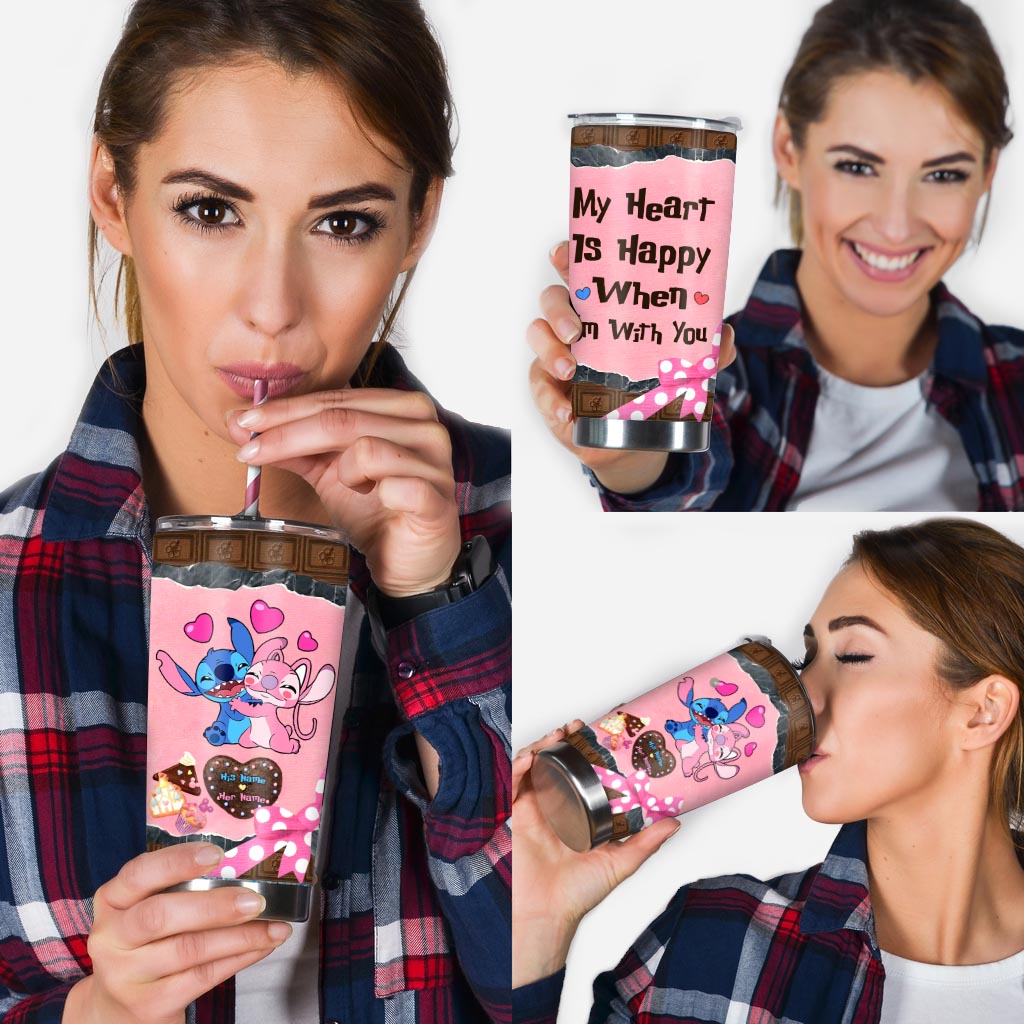 My Heart Is Happy - Personalized Couple Ohana Tumbler