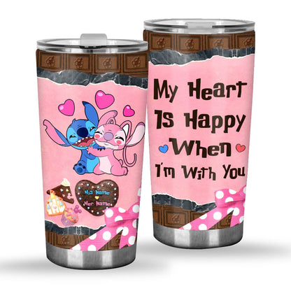 My Heart Is Happy - Personalized Couple Ohana Tumbler