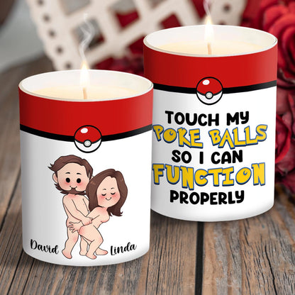 Touch My Poke Balls - Personalized Monster Trainer Candle With Wooden Lid