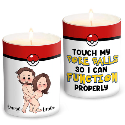 Touch My Poke Balls - Personalized Monster Trainer Candle With Wooden Lid