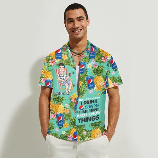 That's What I Do - Personalized Blue Soft Drink Hawaiian Shirt