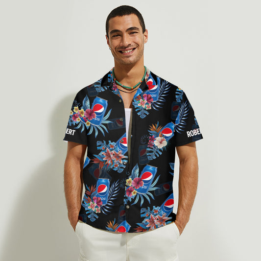 Summer Soft Drink - Personalized Blue Soft Drink Hawaiian Shirt