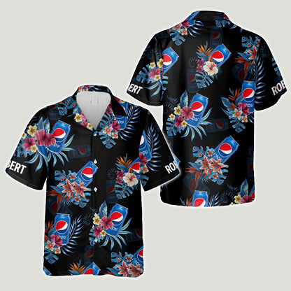 Summer Soft Drink - Personalized Blue Soft Drink Hawaiian Shirt