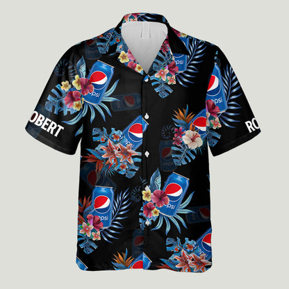 Summer Soft Drink - Personalized Blue Soft Drink Hawaiian Shirt