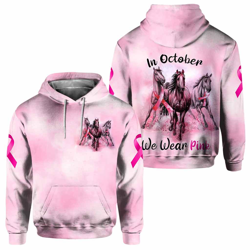 In October We Wear Pink - Breast Cancer Awareness All Over T-shirt and Hoodie 092021