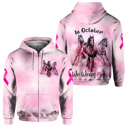 In October We Wear Pink - Breast Cancer Awareness All Over T-shirt and Hoodie 092021