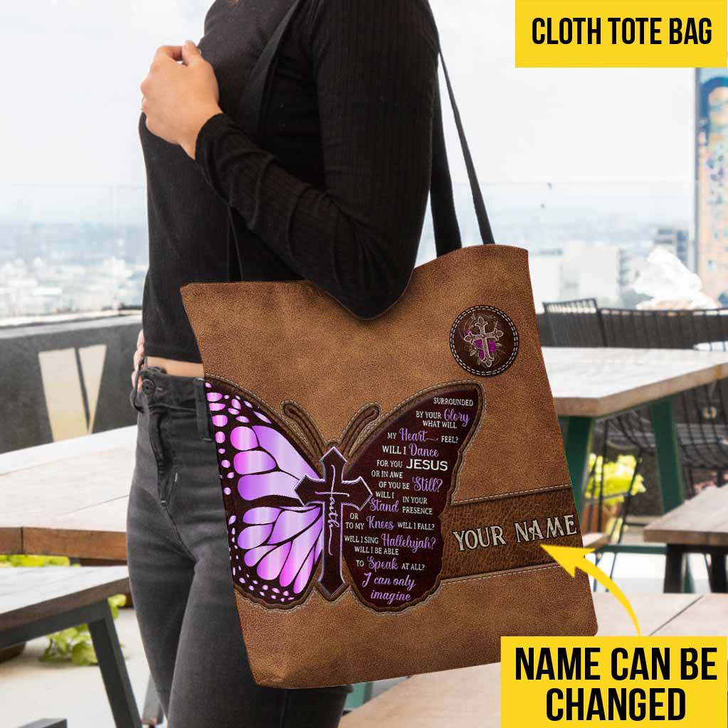 Surrounded By Your Glory Purple Butterfly - Christian Personalized Tote Bag