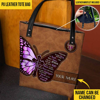 Surrounded By Your Glory Purple Butterfly - Christian Personalized Tote Bag