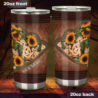 Horse Girl Sunflower Personalized 3D Printed Tumbler