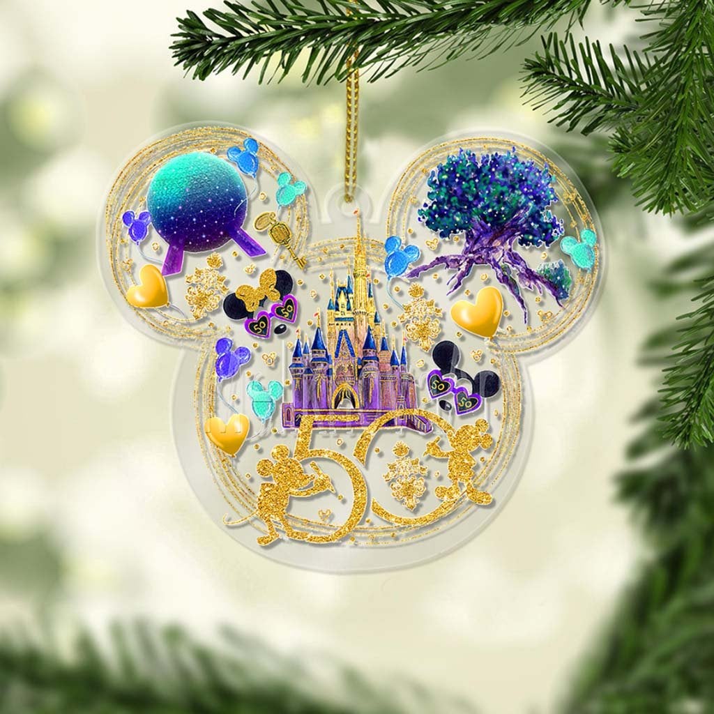 50th Anniversary Of Magic - Mouse Ears Transparent Ornament 1