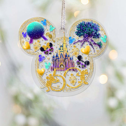 50th Anniversary Of Magic - Mouse Ears Transparent Ornament 1