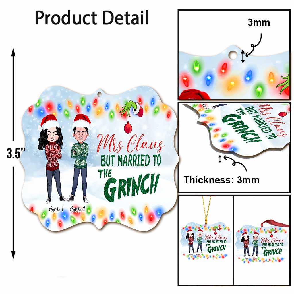 Mrs Claus - Personalized Christmas Couple Ornament (Printed On Both Sides)