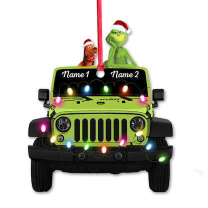 Naughty & Nice - Personalized Christmas Car Ornament (Printed On Both Sides)