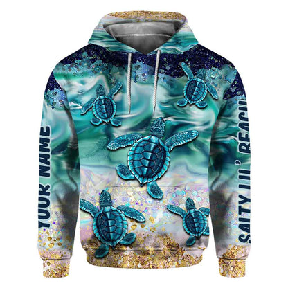 Salty Lil' Beach - Personalized Turtle All Over T-shirt and Hoodie