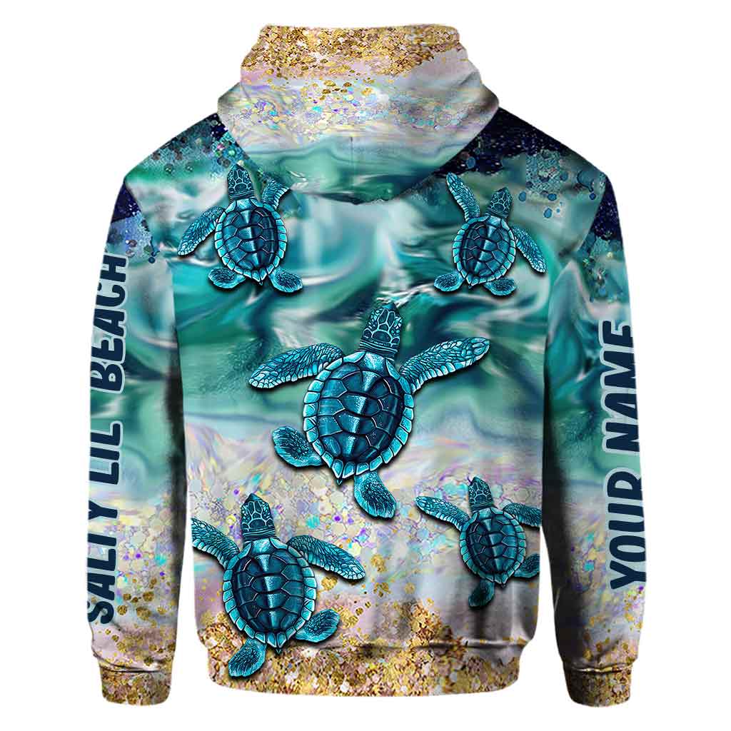 Salty Lil' Beach - Personalized Turtle All Over T-shirt and Hoodie