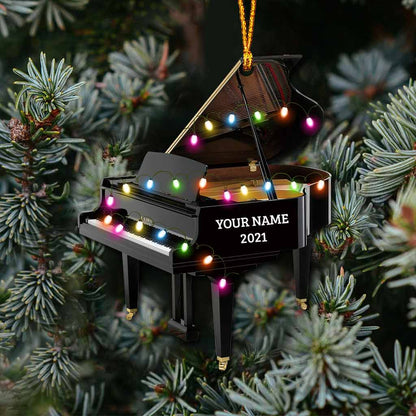 Piano - Personalized Christmas Ornament (Printed On Both Sides)