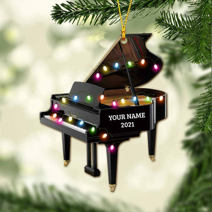 Piano - Personalized Christmas Ornament (Printed On Both Sides)