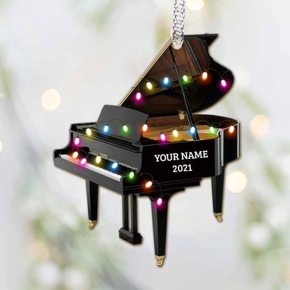 Piano - Personalized Christmas Ornament (Printed On Both Sides)