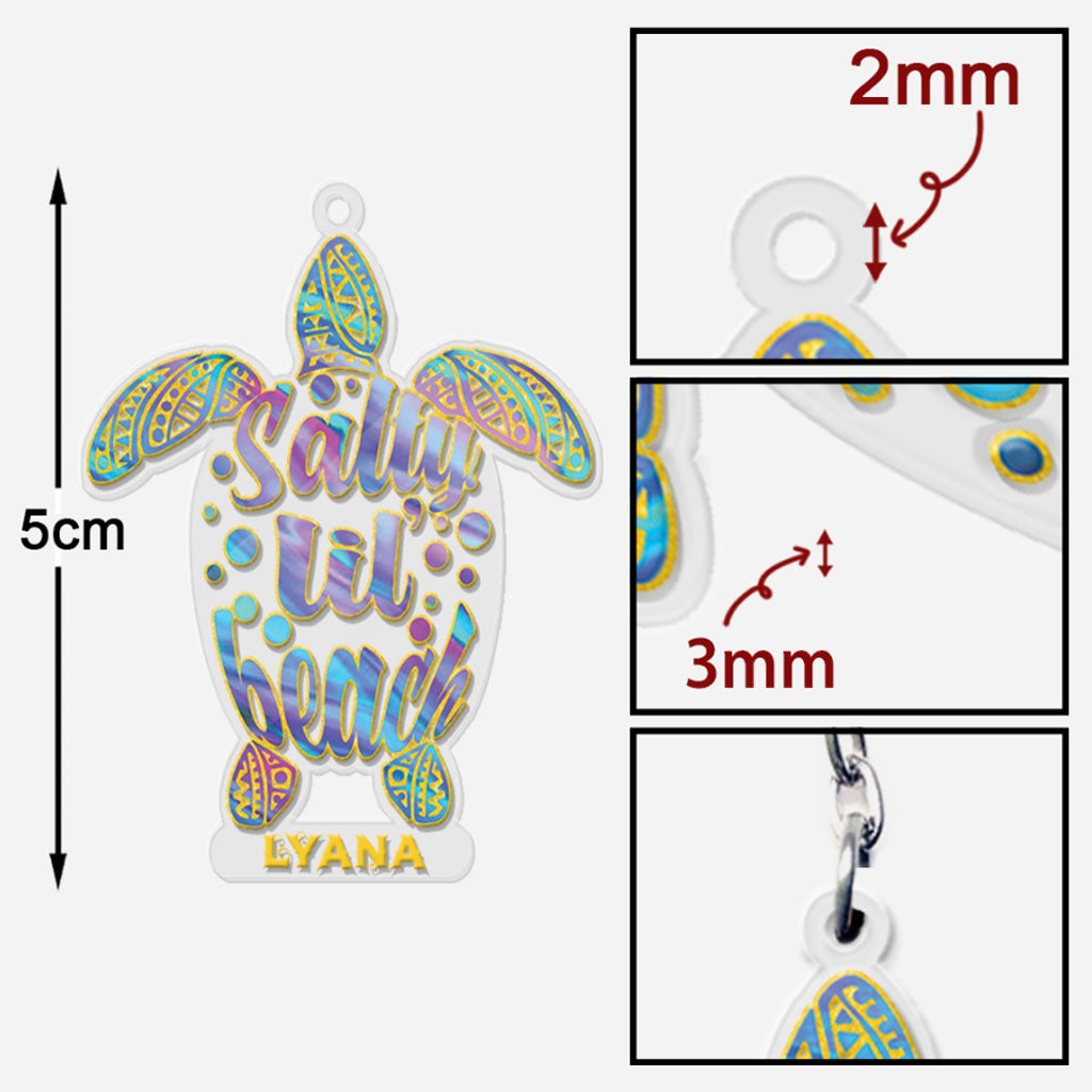 Salty Lil' Beach - Personalized Turtle Transparent Keychain (Printed On Both Sides)