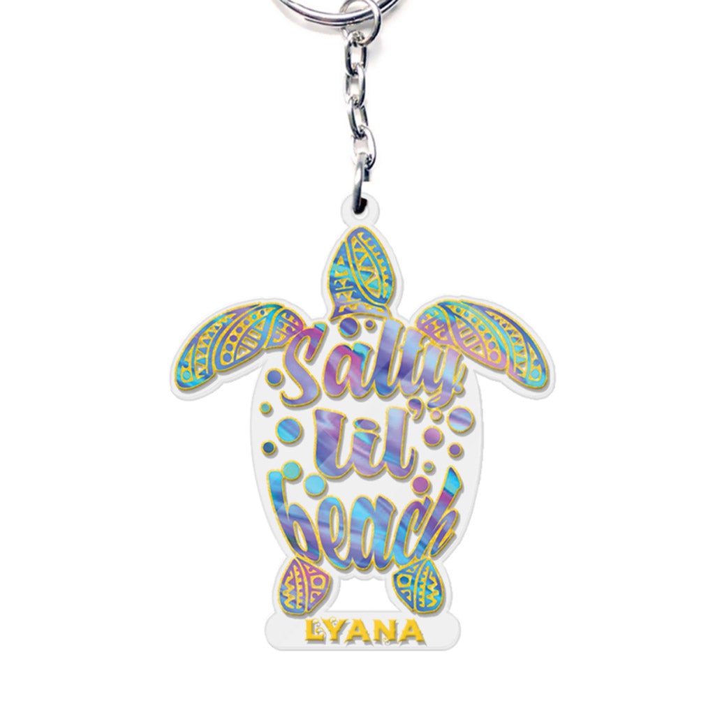 Salty Lil' Beach - Personalized Turtle Transparent Keychain (Printed On Both Sides)