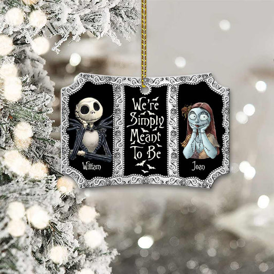 We're Simply Meant To Be - Personalized Christmas Nightmare Scalloped Aluminium Ornament (Printed On Both Sides)