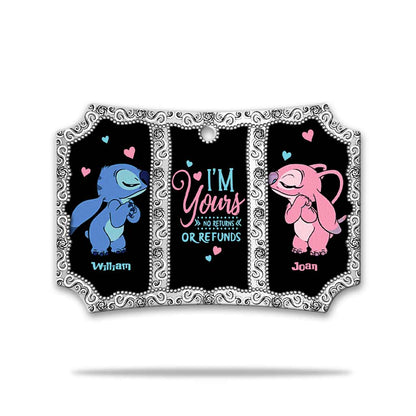 I'm Yours No Returns Or Refunds - Personalized Christmas Ohana Scalloped Aluminium Ornament (Printed On Both Sides)