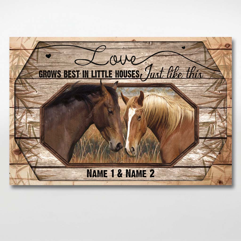 Love Grows Best - Personalized Couple Horse Poster