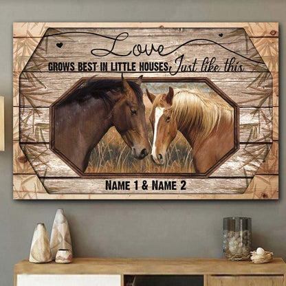 Love Grows Best - Personalized Couple Horse Poster