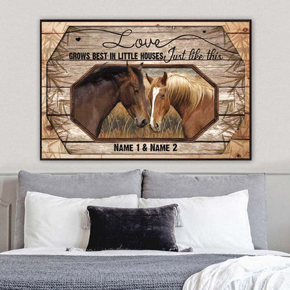 Love Grows Best - Personalized Couple Horse Poster