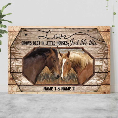 Love Grows Best - Personalized Couple Horse Poster