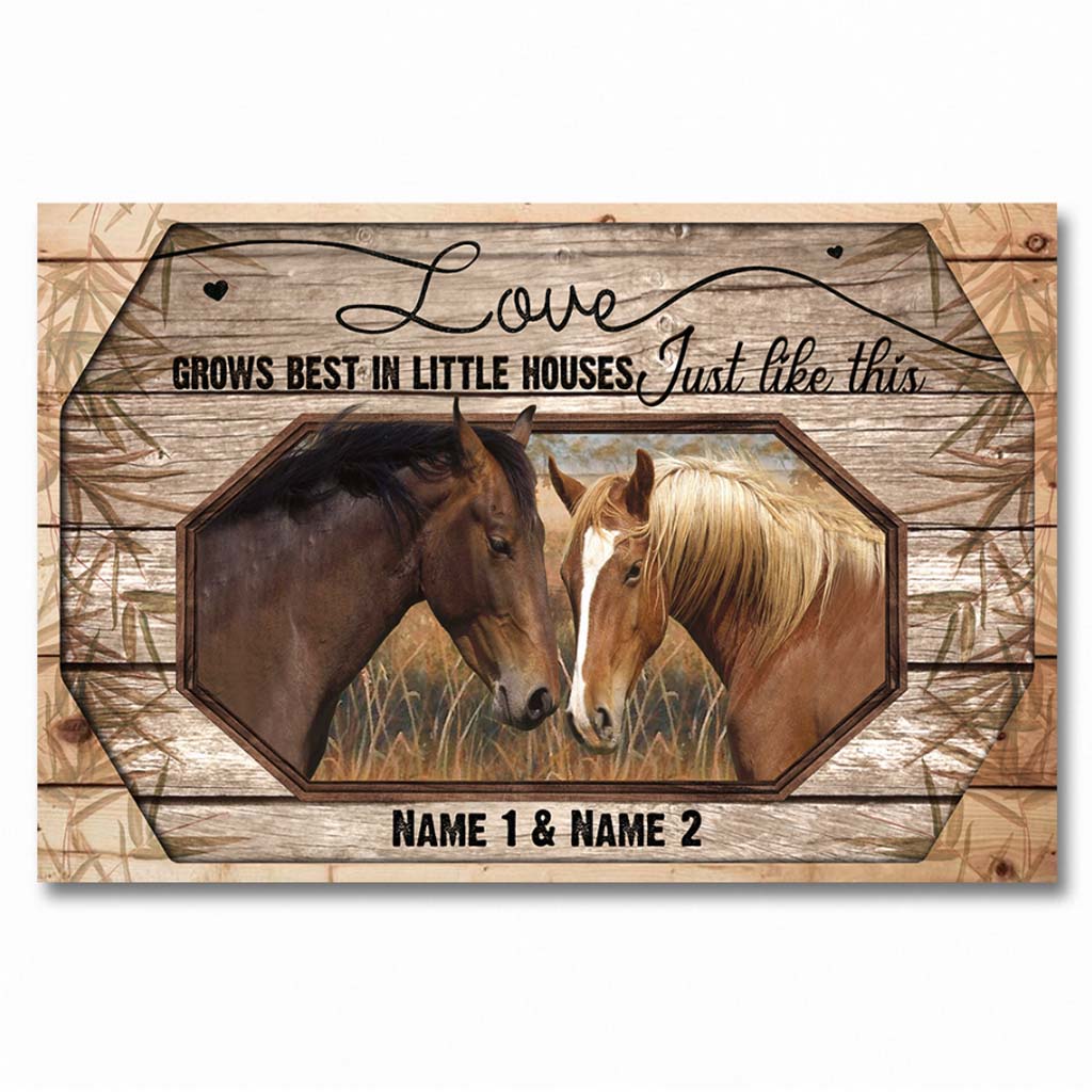 Love Grows Best - Personalized Couple Horse Poster