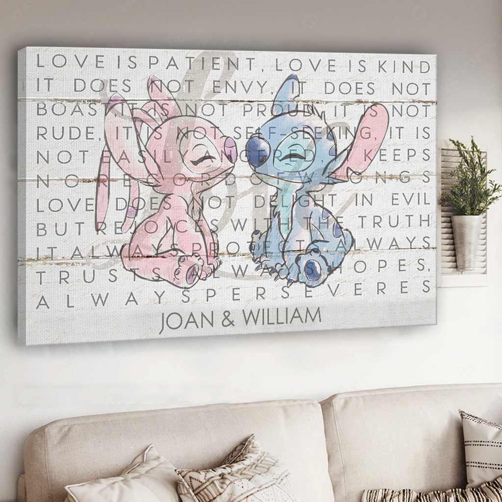 Love Is Patient Love Is Kind - Personalized Couple Ohana Canvas And Poster