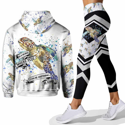 In A World Where You Can Be Anything - Personalized Turtle Hoodie And Leggings