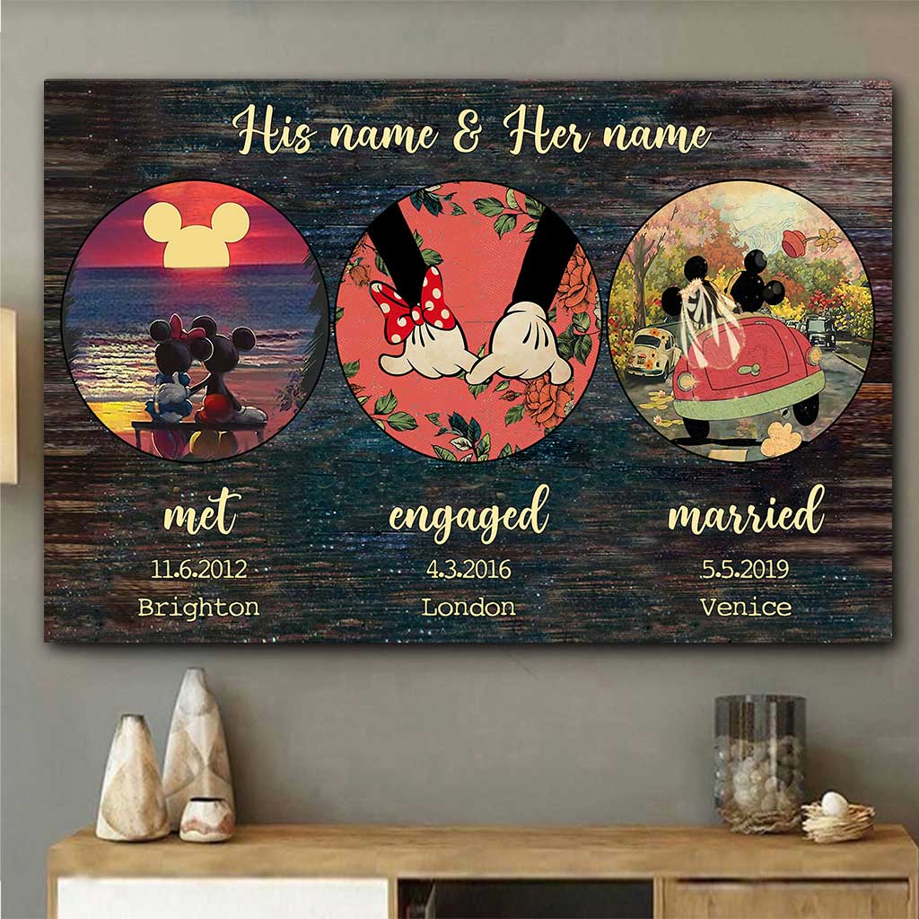 Met Engaged Married - Personalized Couple Mouse Poster