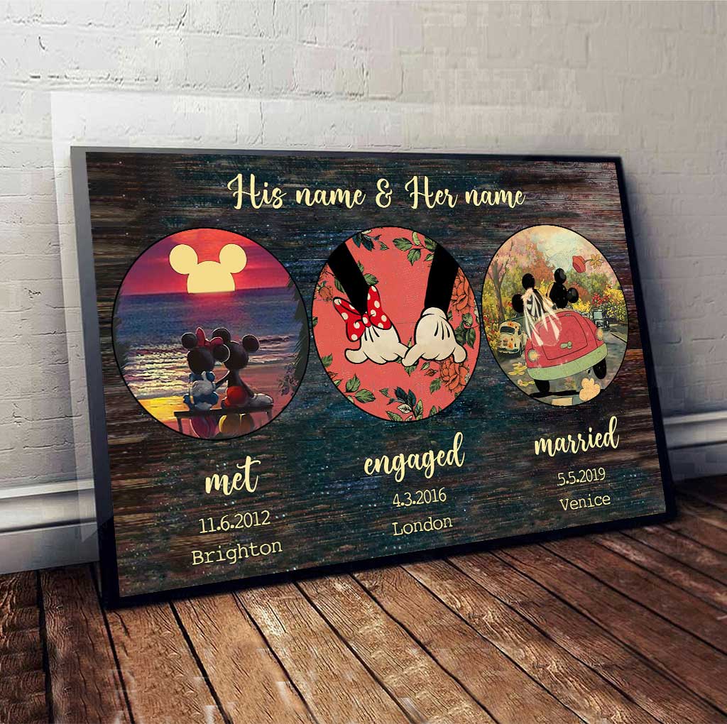 Met Engaged Married - Personalized Couple Mouse Poster