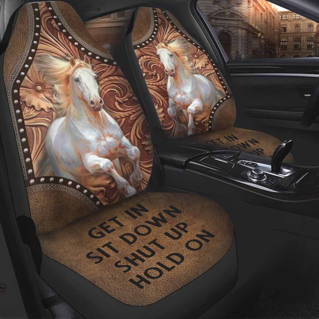 Get It Sit Down - Horse Seat Covers With Leather Pattern Print